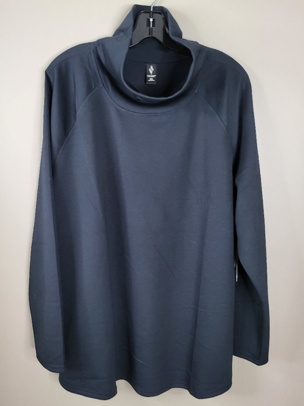Skechers GOwalk Black Cowl Neck Long Sleeve Tunic Top 3XL Side Zip Pockets NWT